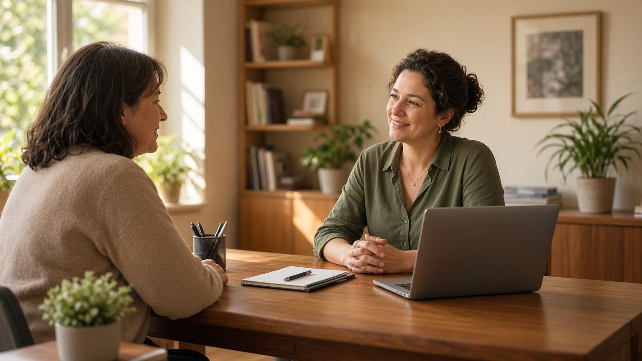 A member speaking with an adviser at a credit union branch